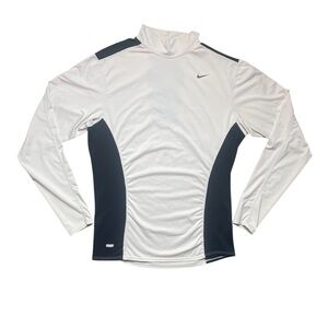 Nike white & black Dri-FIT mock neck long-sleeve athletic shirt